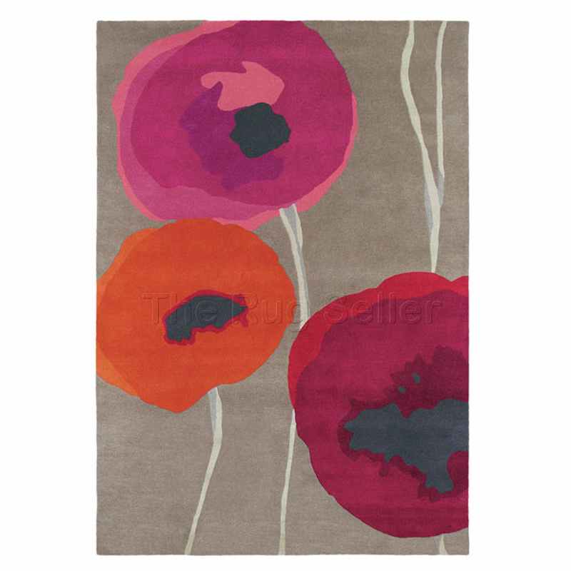 Sanderson Poppies Rugs 45700 Red/Orange