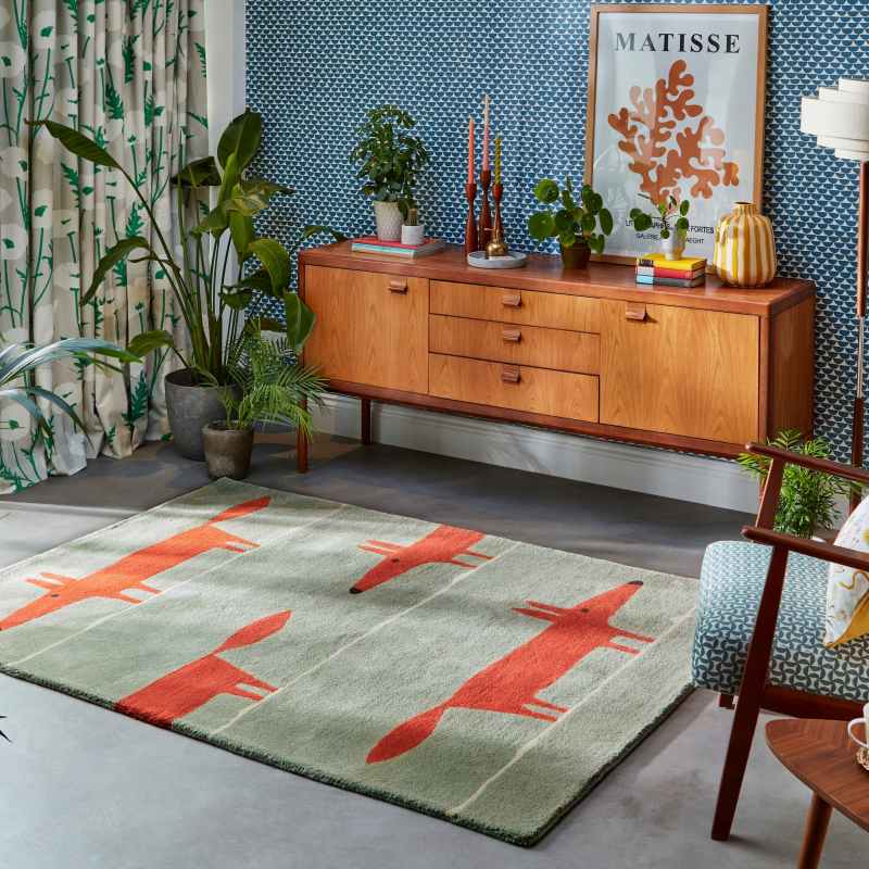 Scion Mr Fox Wool Rugs 25313 in Mint Poppy