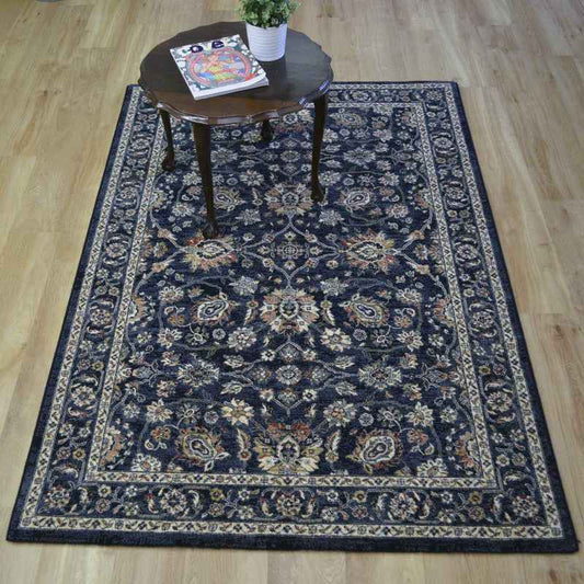 Da Vinci Traditional Medallion 57166 3434 Rugs in Dark Blue