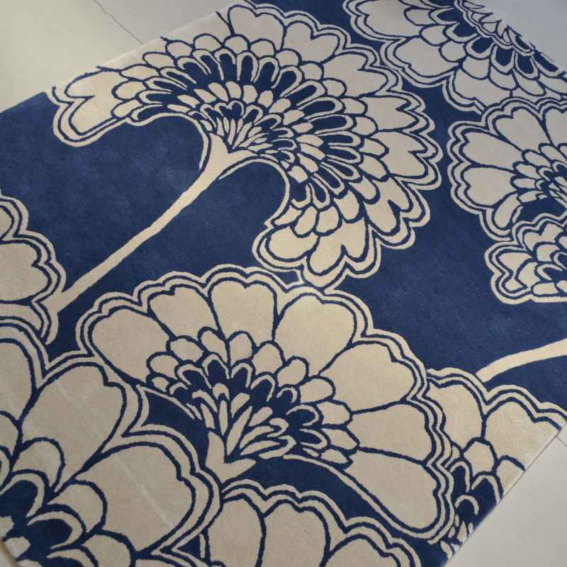 Japanese Floral Rugs 039708 in Midnight by Florence Broadhurst