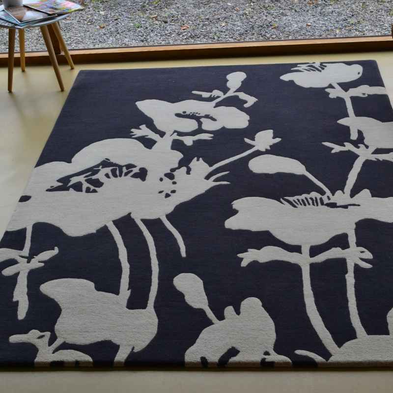 Floral 300 Rugs 039604 in Charcoal by Florence Broadhurst