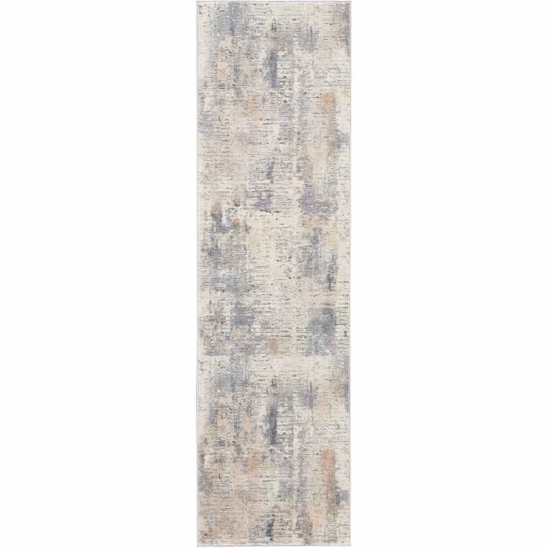 Rustic Textures Abstract Runner Rugs RUS05 in Beige Grey