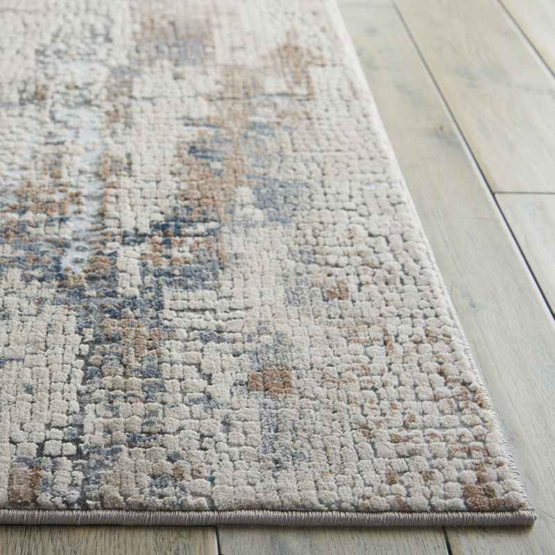 Rustic Textures Abstract Runner Rugs RUS05 in Beige Grey
