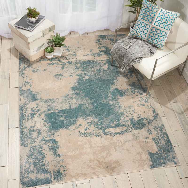 Maxell Runner MAE13 by Nourison in Ivory and Teal
