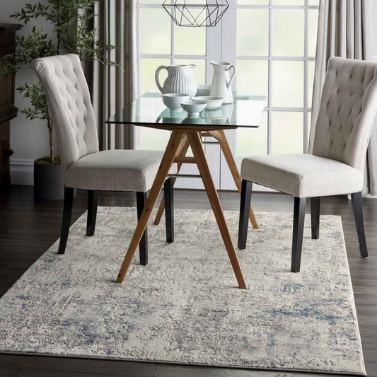 Rustic Textures Abstract Rugs RUS07 in Ivory Grey Blue
