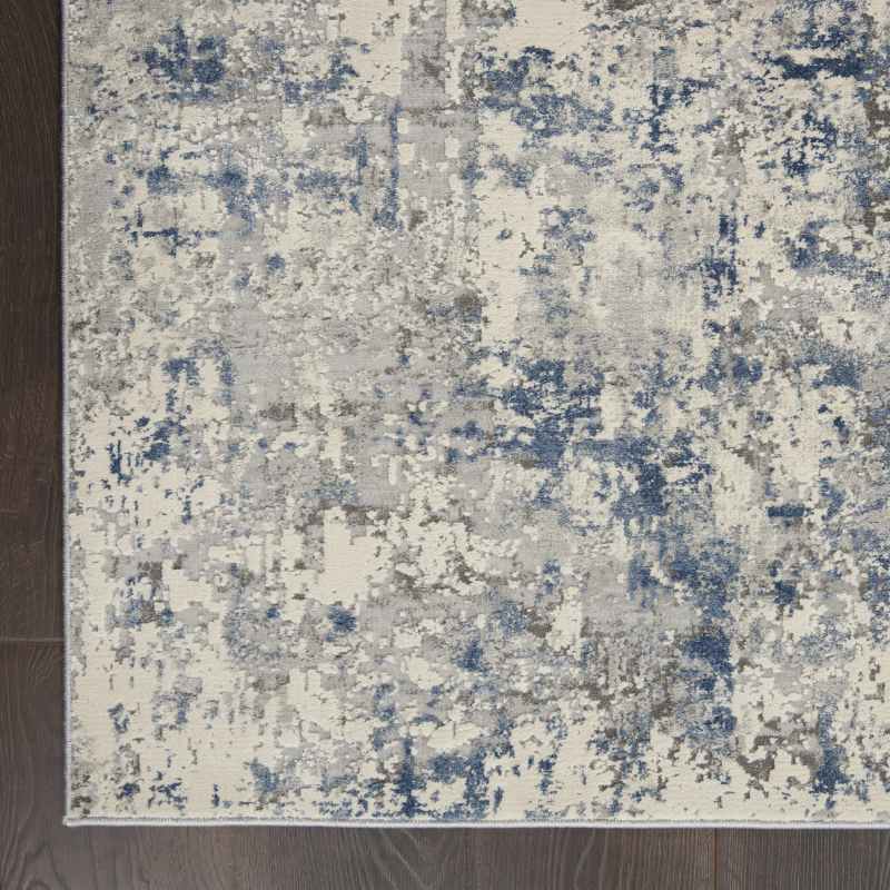 Rustic Textures Abstract Rugs RUS07 in Ivory Grey Blue