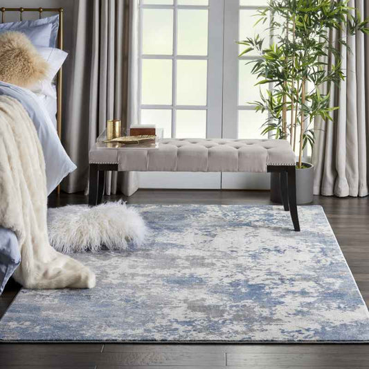Rustic Textures Abstract Rugs RUS08 in Grey Blue