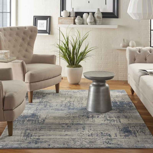 Rustic Textures Abstract Rugs RUS10 in Ivory Blue