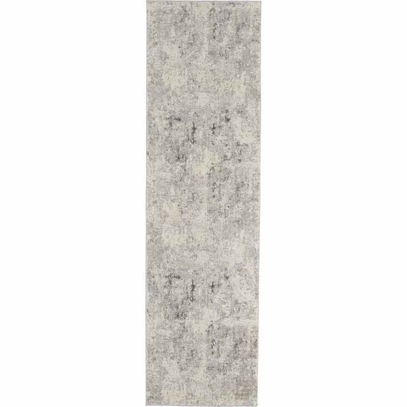Rustic Textures Abstract Runner Rugs RUS07 in Grey Beige