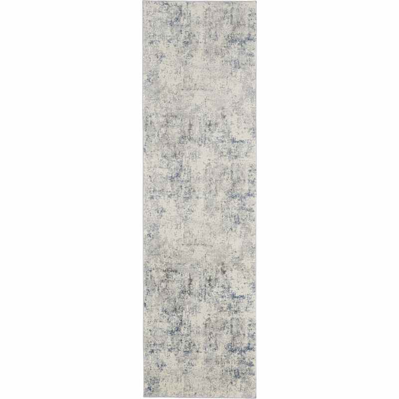 Rustic Textures Abstract Runner Rugs RUS07 in Ivory Grey Blue