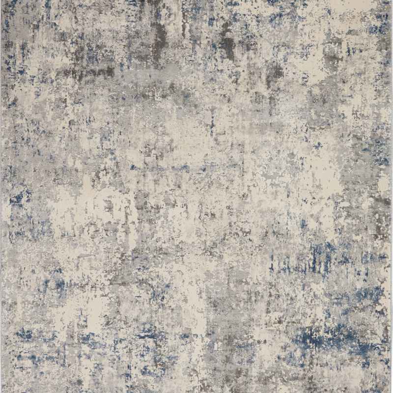 Rustic Textures Abstract Runner Rugs RUS07 in Ivory Grey Blue