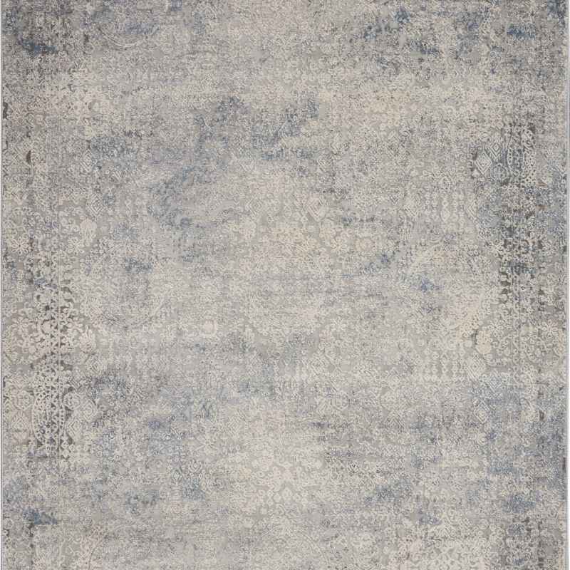 Rustic Textures Abstract Runner Rugs RUS09 in Ivory Light Blue