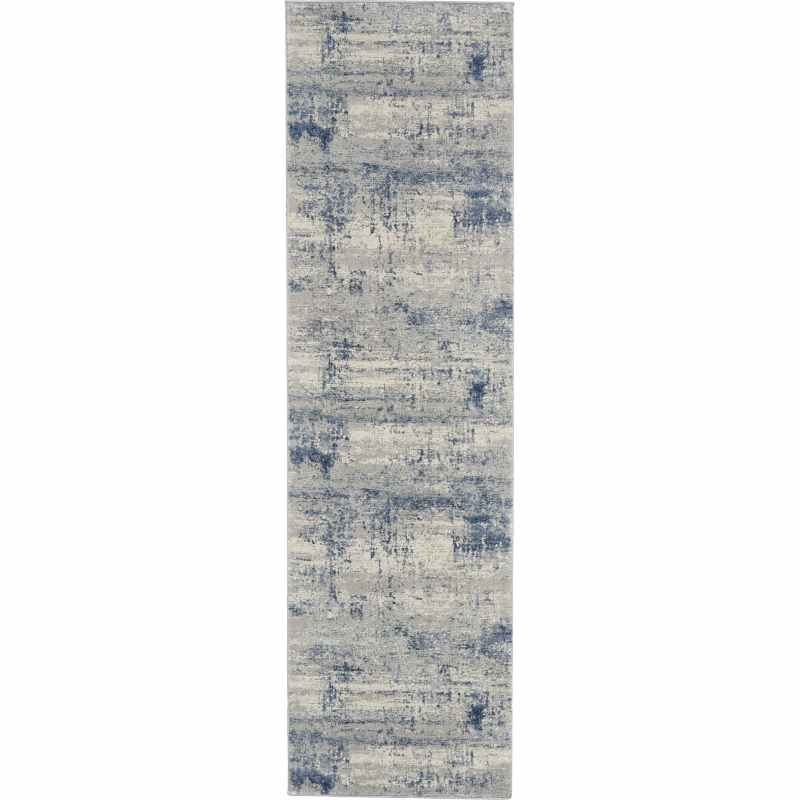 Rustic Textures Abstract Runner Rugs RUS10 in Ivory Blue