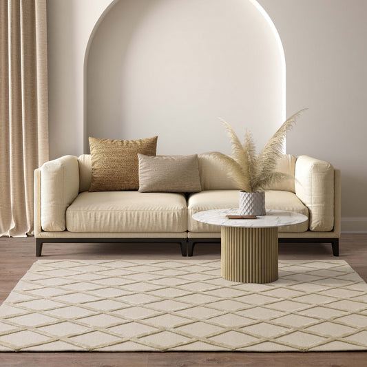Dixon Diamond Luxury Wool Viscose Rugs in Gold