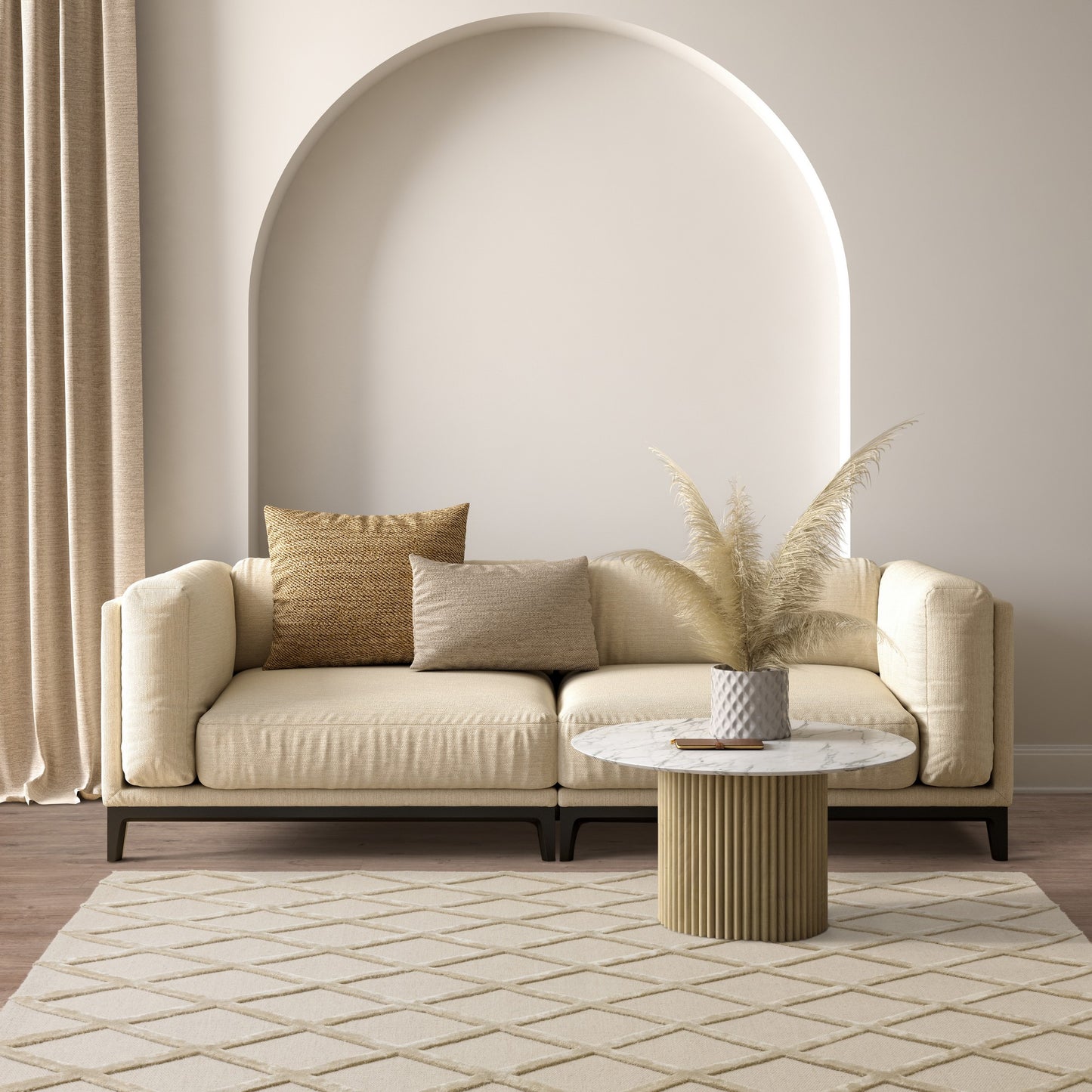 Dixon Diamond Luxury Wool Viscose Rugs in Gold
