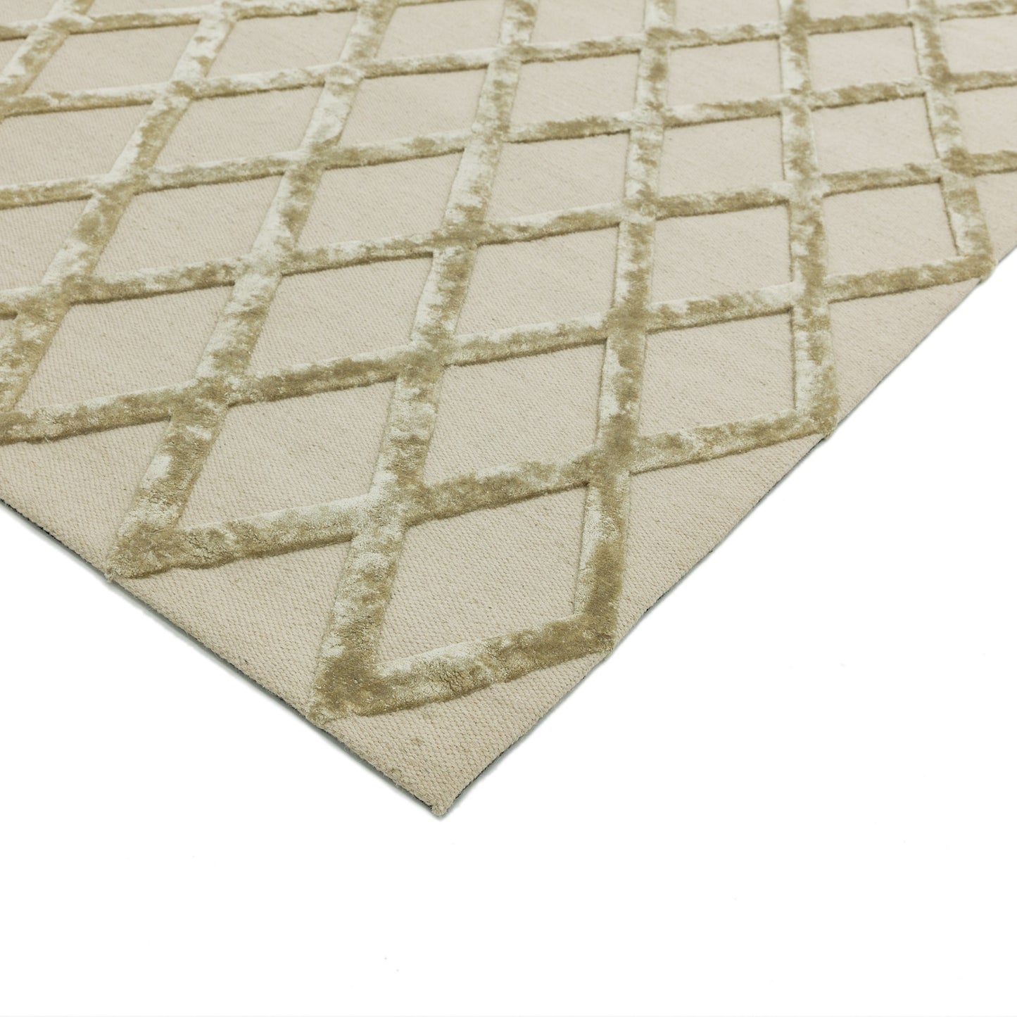 Dixon Diamond Luxury Wool Viscose Rugs in Gold