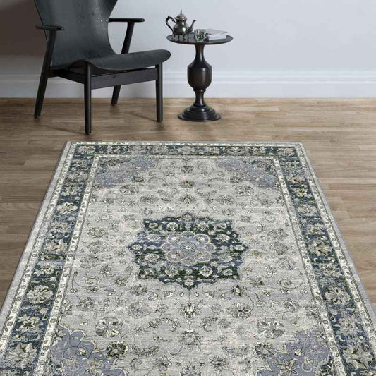 Da Vinci Traditional Medallion 57559 9686 Rugs in Blue