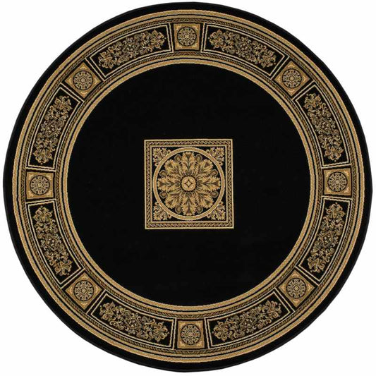 Da Vinci Traditional Bordered Circle 57801 3233 Rugs in Black