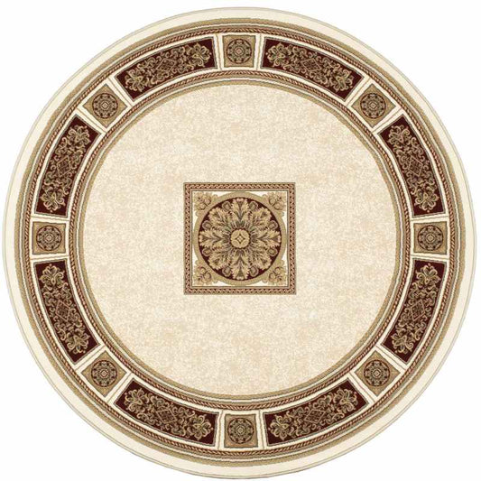 Da Vinci Traditional Bordered Circle 57801 6414 Rugs in Cream Red
