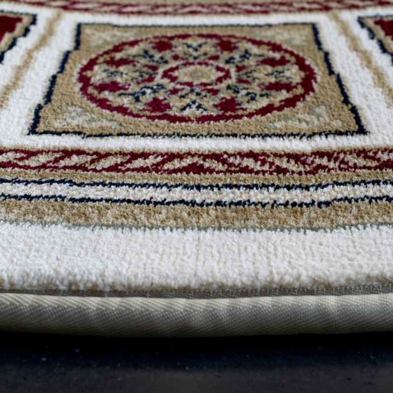 Da Vinci Traditional Bordered Circle 57801 6414 Rugs in Cream Red