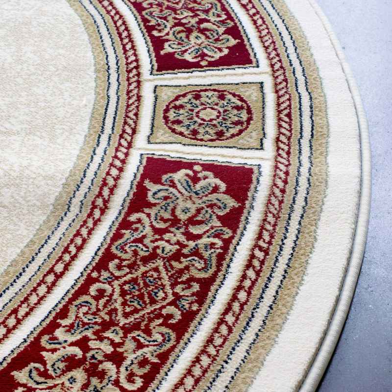 Da Vinci Traditional Bordered Circle 57801 6414 Rugs in Cream Red