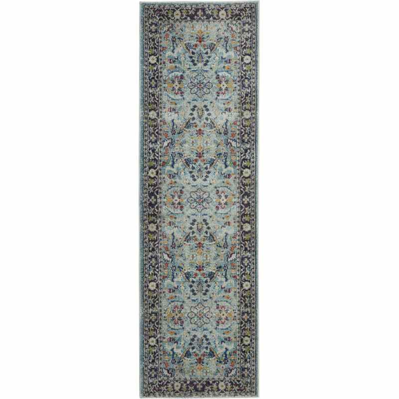 Ankara Global Traditional Persian Hallway Runners ANR14 in Teal Blue