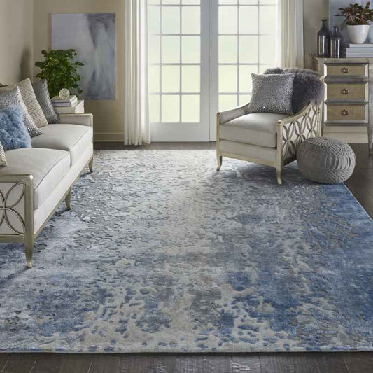 Prismatic Modern Abstract Rugs in PRS17 Denim Blue by Nourison