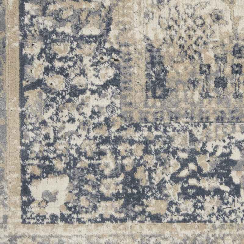 Malta Traditional Border Rugs MAI12 by Kathy Ireland in Ivory and Blue