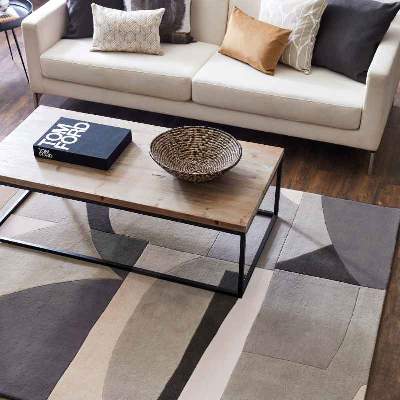 Bodega 40504 Modern Geometric Designer Rugs in Stone by Harlequin