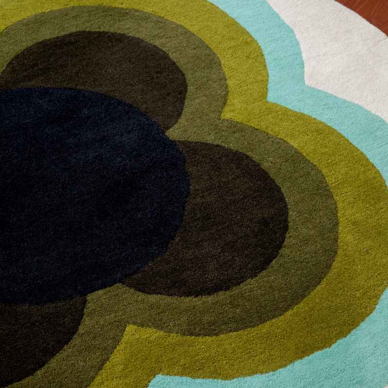 Sunflower Circle Rugs 60007 in Olive Green by Orla Kiely