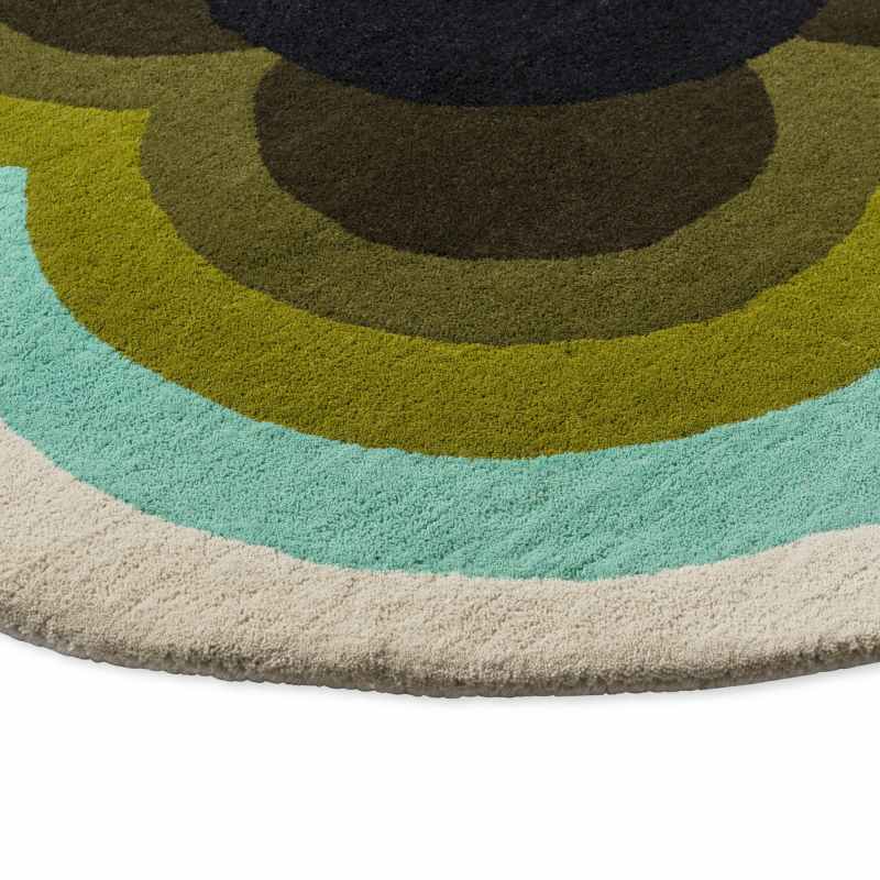 Sunflower Circle Rugs 60007 in Olive Green by Orla Kiely