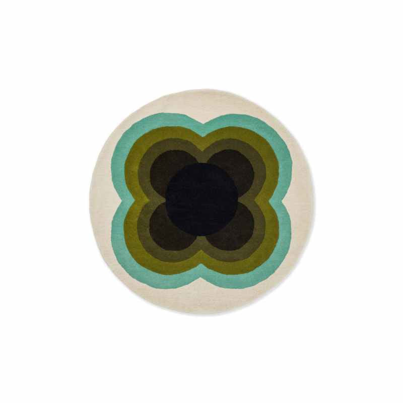 Sunflower Circle Rugs 60007 in Olive Green by Orla Kiely