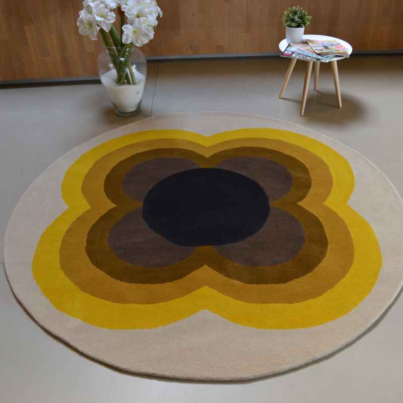 Sunflower Circle Rugs 60006 in Yellow by Orla Kiely