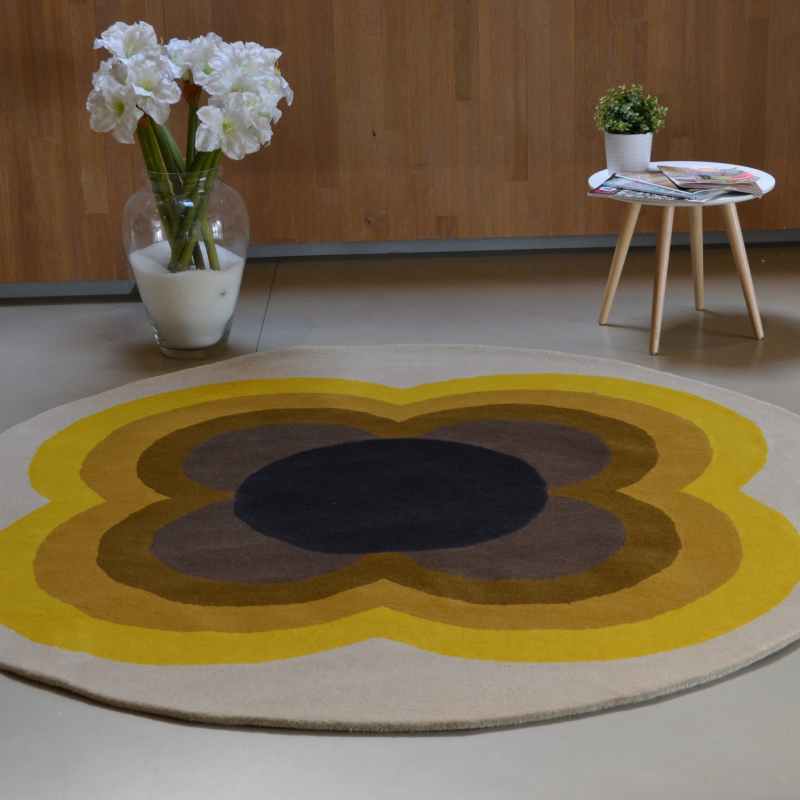 Sunflower Circle Rugs 60006 in Yellow by Orla Kiely