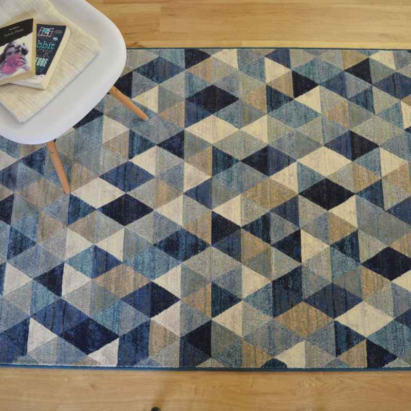 Galleria Modern Geometric Rugs in 63263 5161 in Blue Multi