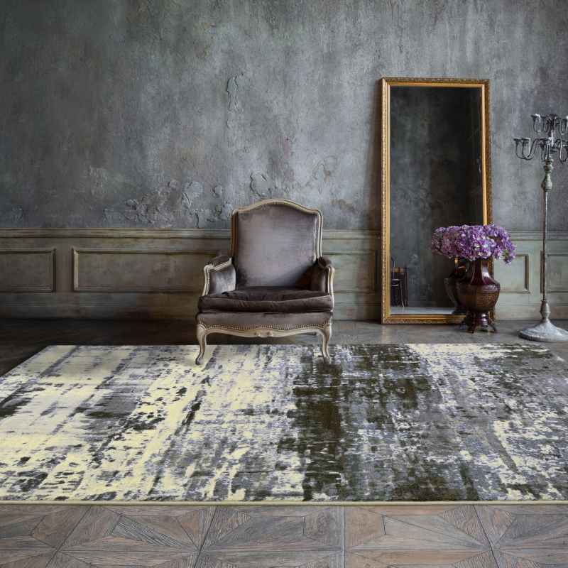 Galleria Abstract Distressed 63378 6656 Rugs in Grey