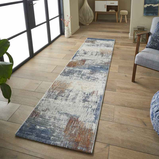 Galleria Abstract 63393 6656 Runner Rugs in Blue Multi
