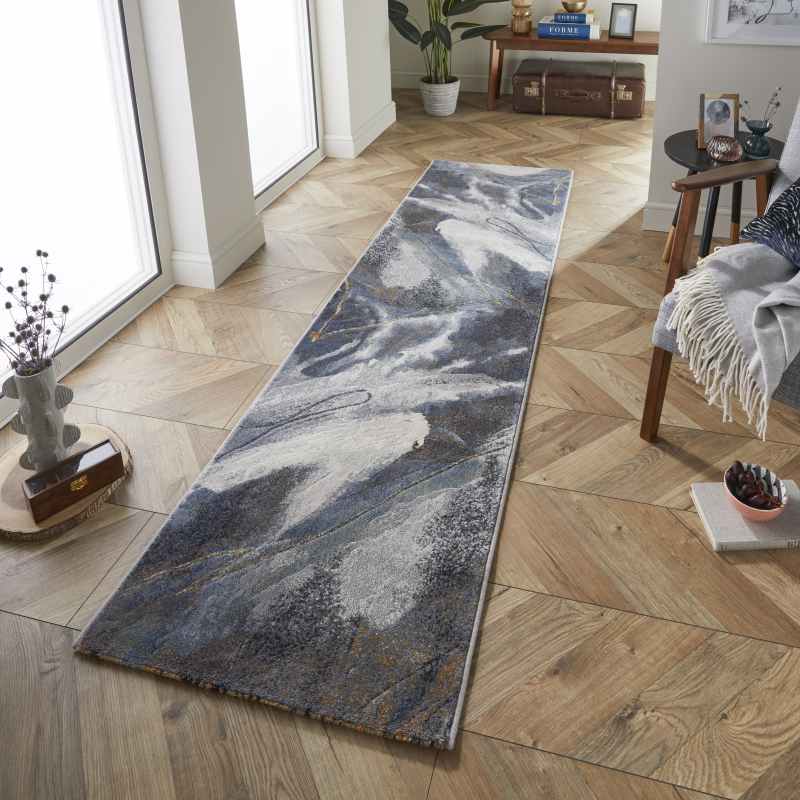 Galleria Abstract 63529 2626 Runner Rugs in Slate Grey Multi