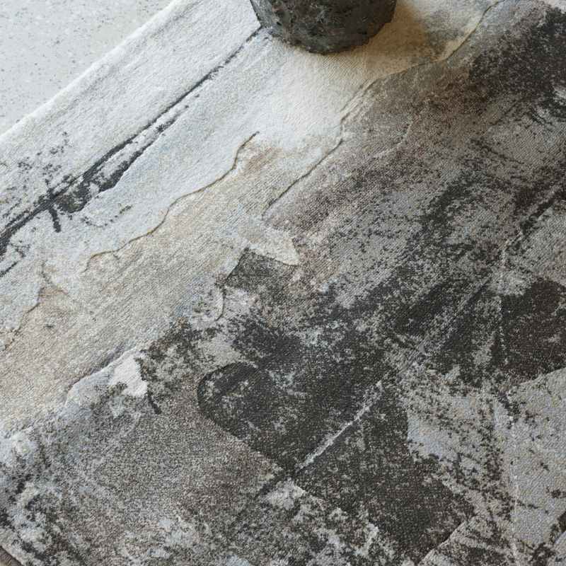 Galleria Modern Abstract Textured Rug 63843 9293 in Charcoal Grey
