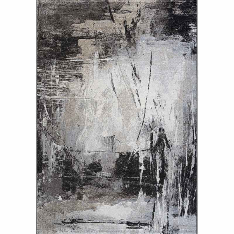Galleria Modern Abstract Textured Rug 63843 9293 in Charcoal Grey