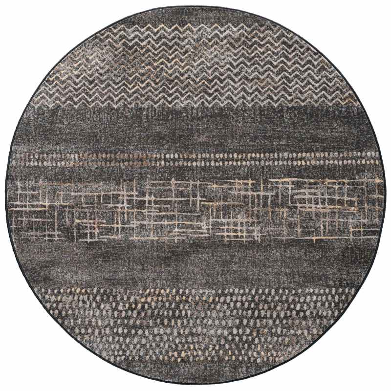 Galleria Modern Abstract Textured Circle Rug 63857 3293 in Charcoal Grey