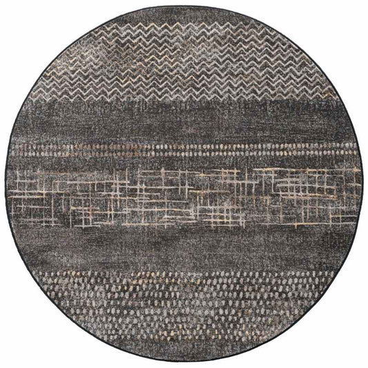 Galleria Modern Abstract Textured Circle Rug 63857 3293 in Charcoal Grey