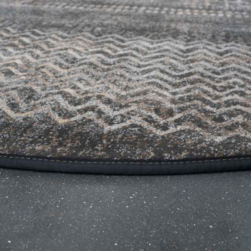 Galleria Modern Abstract Textured Circle Rug 63857 3293 in Charcoal Grey
