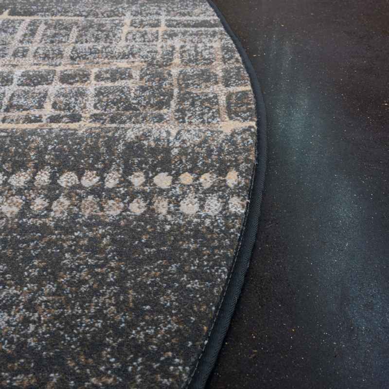 Galleria Modern Abstract Textured Circle Rug 63857 3293 in Charcoal Grey