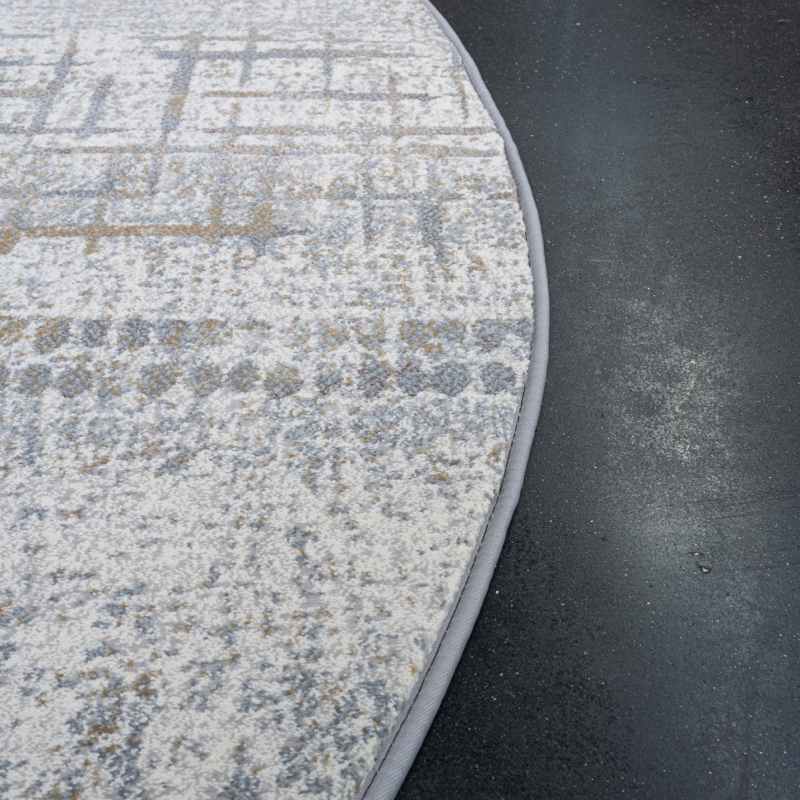 Galleria Modern Abstract Textured Circle Rug 63857 9293 in Grey