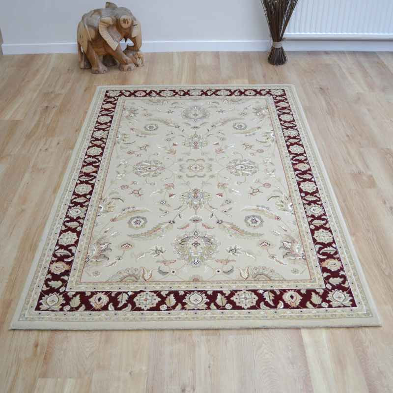 Noble Art Traditional Bordered Rugs 65124 191 in Ivory Red