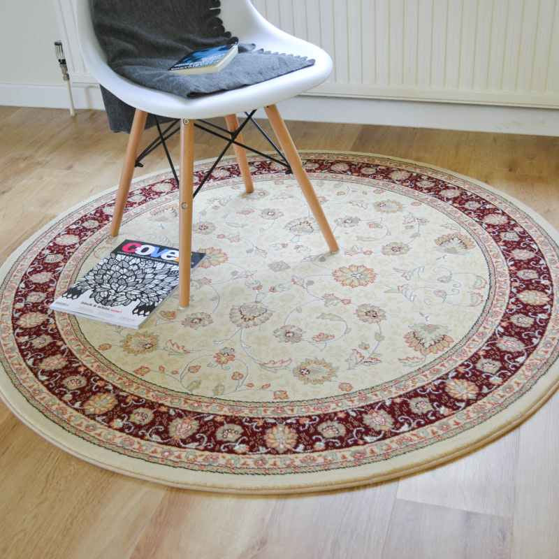 Noble Art Traditional Bordered Circle Rugs 6529 191 in Cream Red