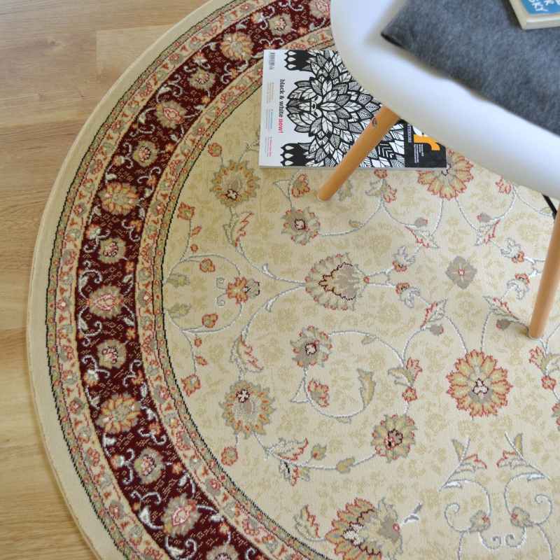 Noble Art Traditional Bordered Circle Rugs 6529 191 in Cream Red