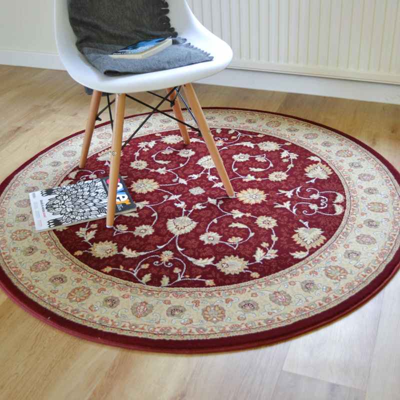 Noble Art Traditional Bordered Circle Rugs 6529 391 in Red