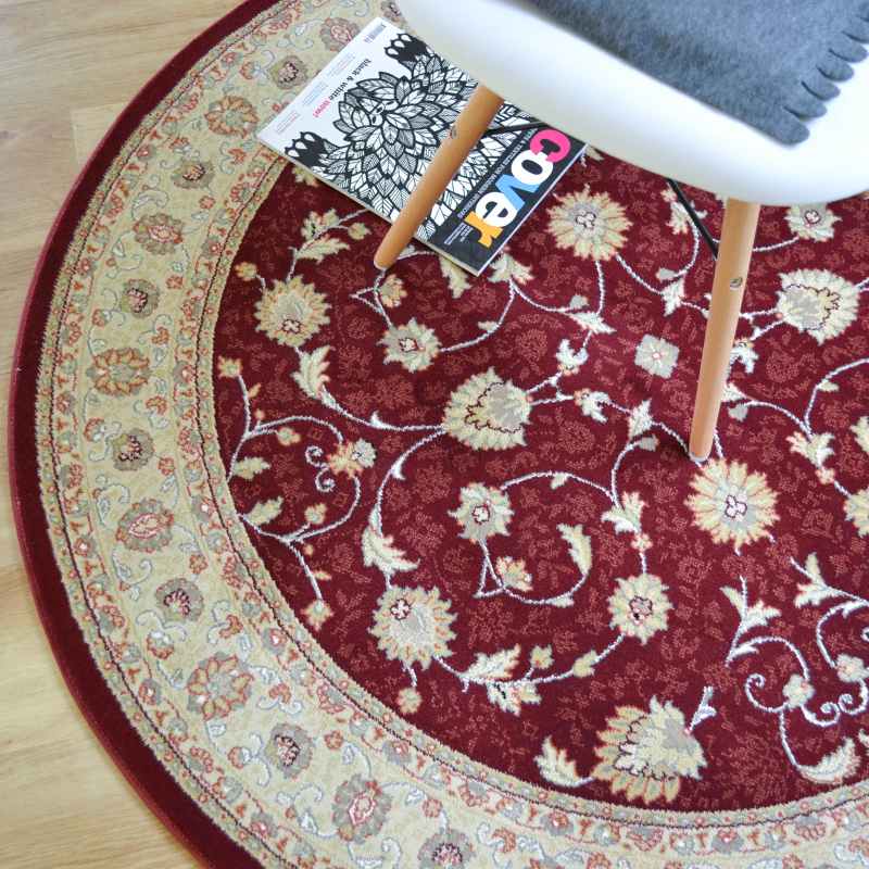 Noble Art Traditional Bordered Circle Rugs 6529 391 in Red